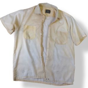 Vintage Sears perma "prest" peachy yellow button up